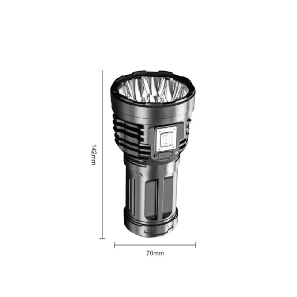 Lanterna Multifuncional  PRETA LED  8 NÚCLEOS  Recarregável Tipo-C